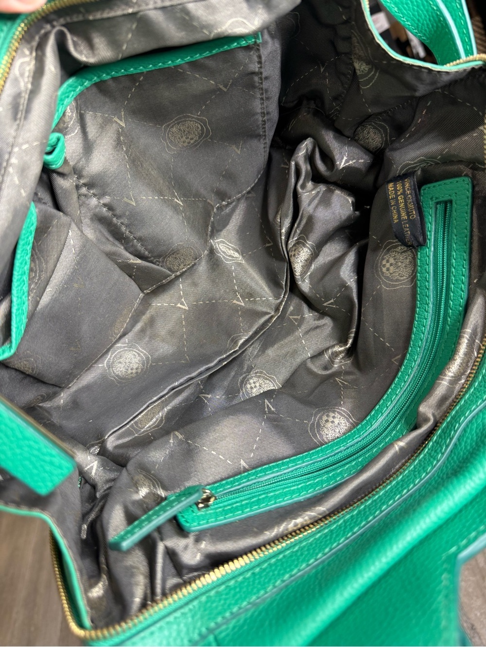 Vince Camuto Kylie Satchel Teal Green Pebbled Leather with Detachable Strap - Picture 12 of 13